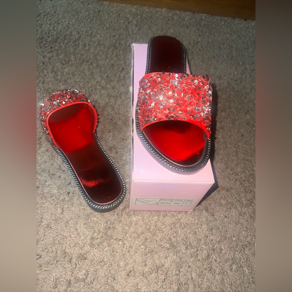 Prima Red Size 11 Glitter Sandals